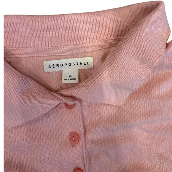 Women’s Aeropostale Polo Shirt Pink Cotton Blend Collar Size XL - Picture 2 of 3